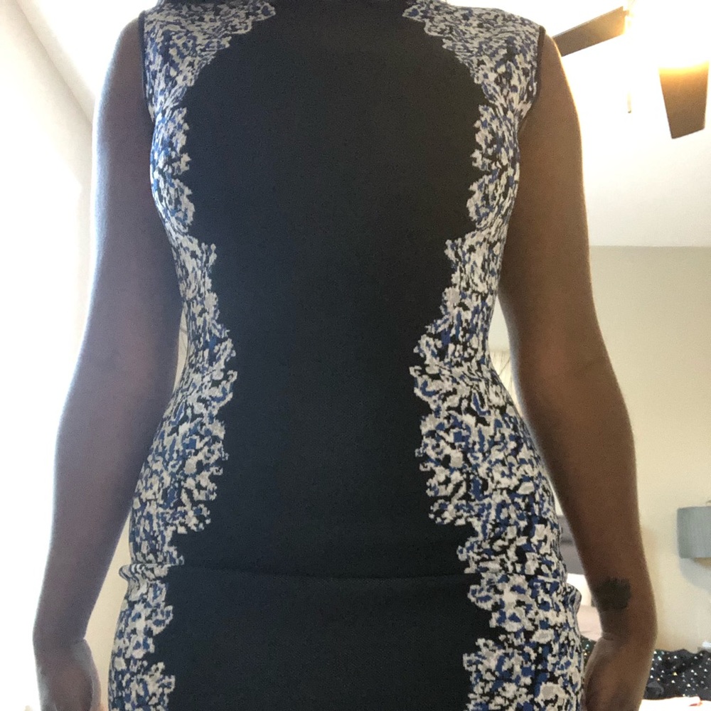 Black/blue mid length BCBG dress